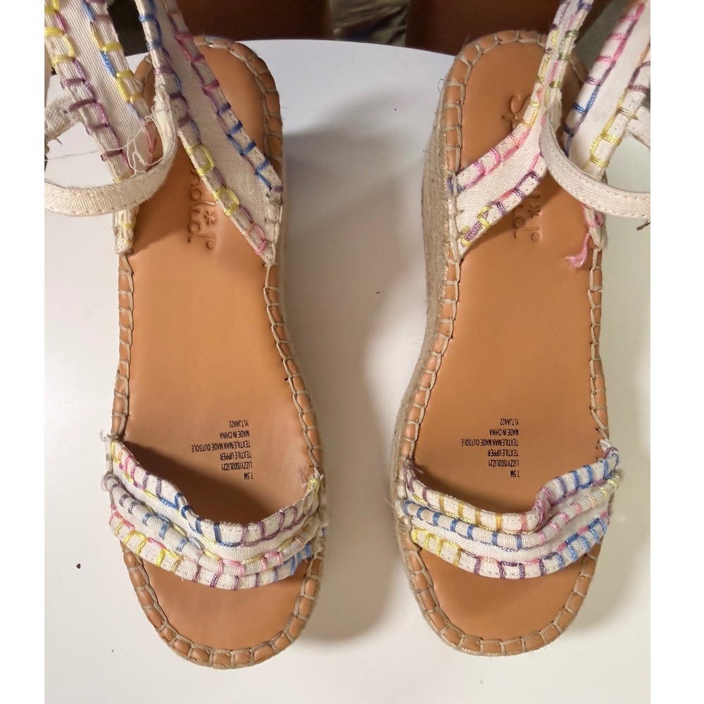 Splendid Lizzy Espadrille Sandals Women 7.5 Cream Multi Excellent Wedge Platform